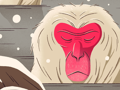 Coping animal character design flat gradient illustration japanese macaque monkey photoshop texture