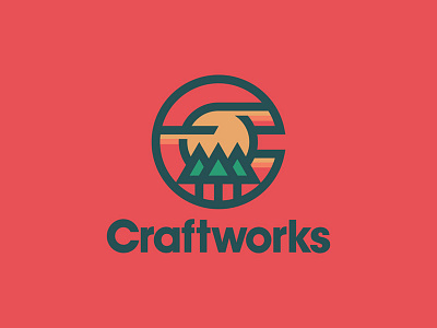 Craftworks design flat illustration logo typography