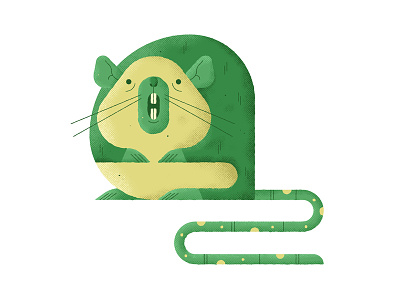 The Rat animal character design flat geometric green halftone illustration rat texture