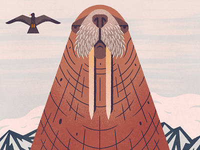 Lord Blubber animal arctic character design flat geometric illustration mountains procreate seagull texture walrus