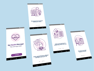 My Health Manager adobe illustrator adobe xd app clean design health ios minimal mobile purple responsive simple user experience user interface ux