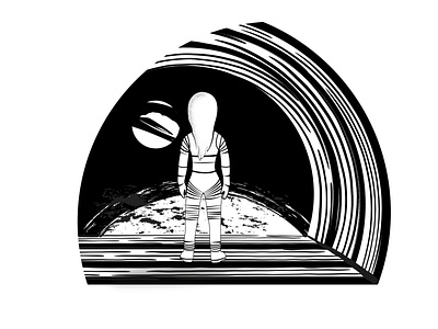 in space bw cosmos design digital illustration drawing illustration ilustrator outer space space spaceship vector