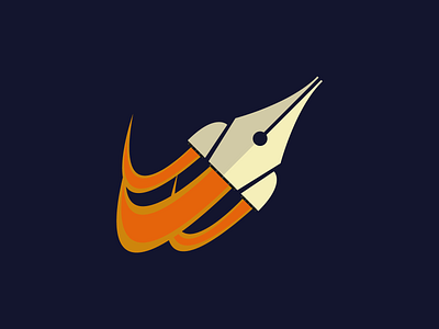 FastScript Logo Concept 1 a concept design fast flat icon logo pen picto pictogram plume rocket script speed