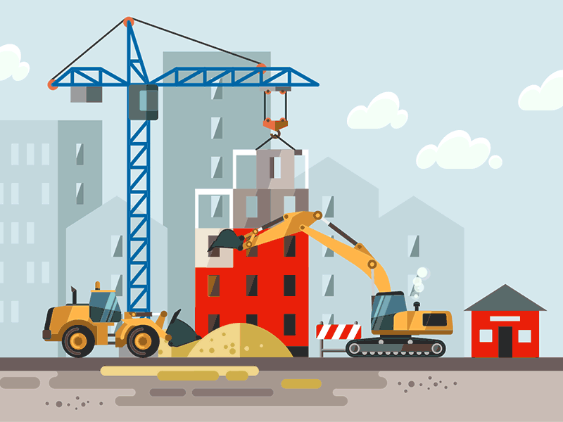 Construction Site backhoe build building city compliance construction crane machine safety
