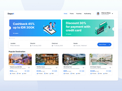 Depart - Hotel & Resort Booking App mobile ui