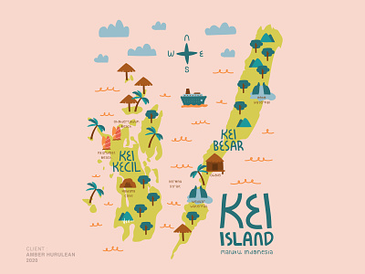 Kei Island, Indonesia Map Illustration beach beautiful coast exotic green illustration indonesia island kei kei island landscape nature sand sea sky summer tourism tropical vacation water