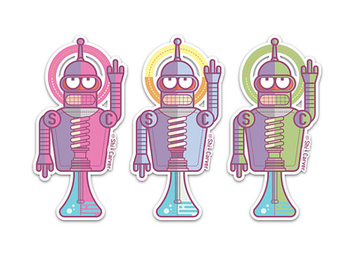 Bander Sticker bender design futurama icon illustration illustrator vector