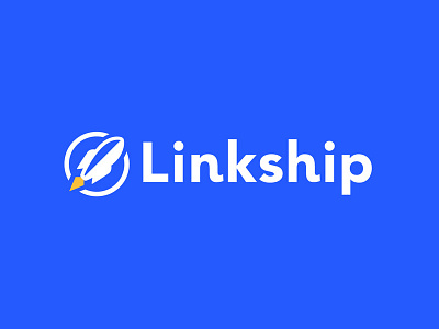 Linkship Logo branding identity logo rocket ship. blue space