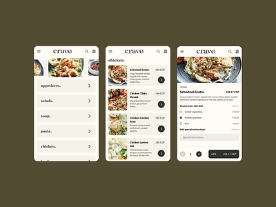 Restaurant Dine-In Menu - Mobile Web App UI brand branding dinner lunch menu mobile restaurant supper ui user interface ux web app