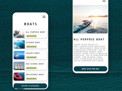 Boat Rental Service App Product Page | TetchTech Studio app app design boats branding figma mobile app design sea ui ux