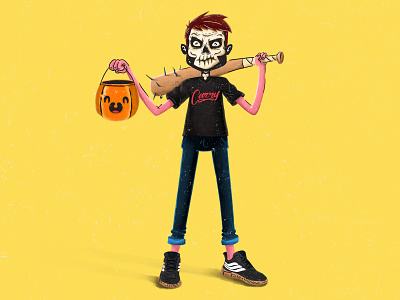 halloween / skull boy boy carry cartoon halloween illustrator ilustracion