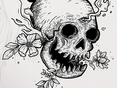 Craneo asurado brush carry craneo drawing flowers illustrator ilustracion sketch skull street art