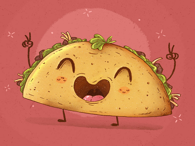 Taco cartoon character comida dibujo food happy illustration illustrator personaje taco
