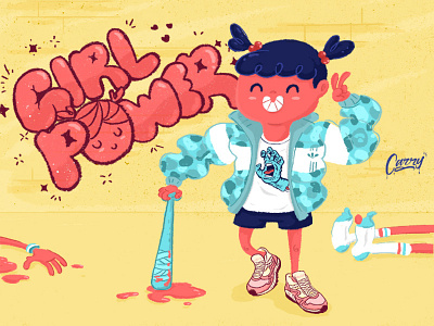 Girl Power adidas blood carry dead fun girl happy illustrator power saucony