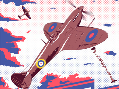 Spitfire airplane illustration posters vector