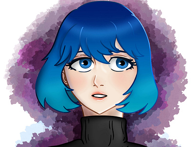 Blue Haired Shortie commission open digital art original character