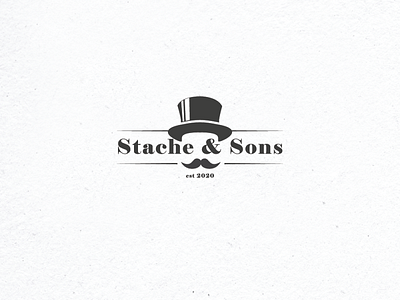 Stache&Sons barber shop design illustration logo typography vector