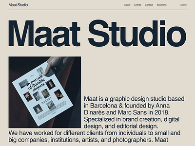 Maat Studio Hero Page branding design flat minimal ui web website