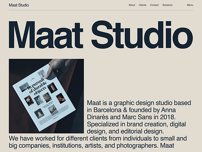 Maat Studio Hero Page