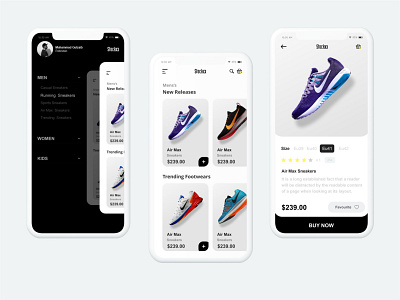 Online Shoe Ordering App app branding design graphic design illustration illustrator logo ui ux vector