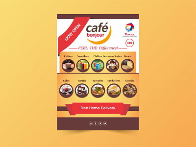 Café Bonjour By Total Petroleum Flyer brand identity branding design flyer graphic design illustration illustrator menu vector