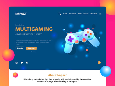 Gamming Landing Page UI Design design graphic design illustration illustrator landing page design landingpage ui ux vector web webdesign website websites