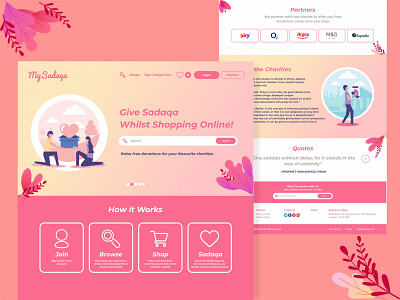 MySadaqa Website Landing Page Design design graphic design illustration illustrator landing landing page landing page design landingpage layout minimal ui ux vector webdesign website website design