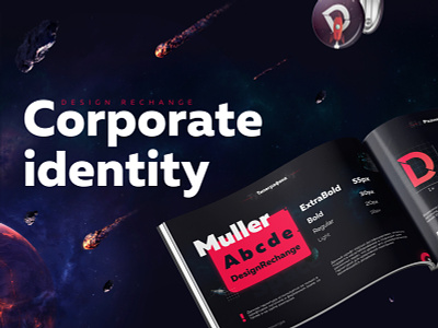 Corporate identity branding business dark design graphic illustration logo rechange red typography vector