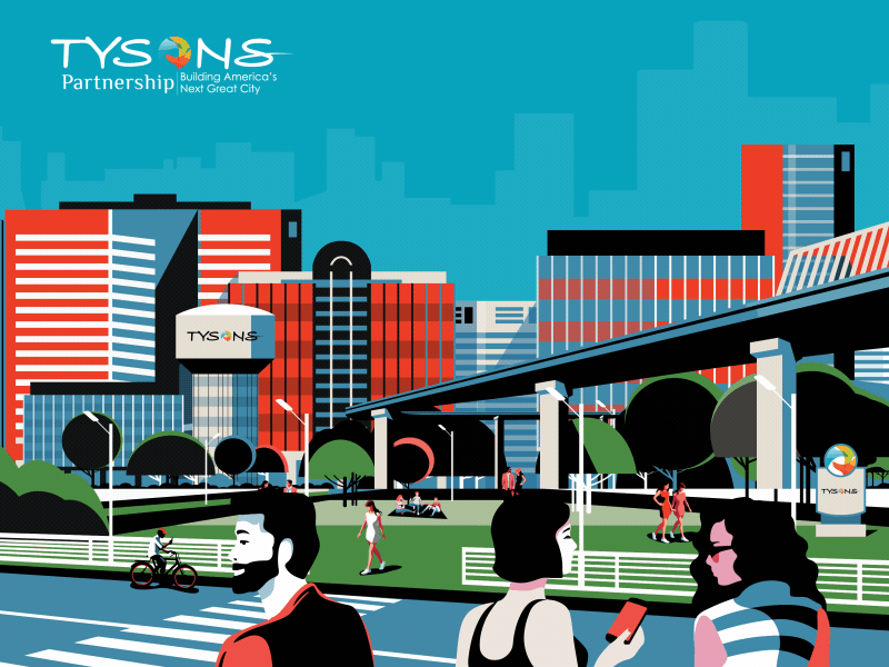 Tysons Partnership Annual Report Cover animation annual report cover design digital agency illustration interface tysons