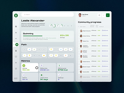 Dashboard Interface for Bearn Enterprise animation bearn app design digital agency health app interaction interface ui