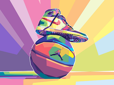 Jordan shoes and basketball airjordan ball basketball colorful fashion fulcolor graphicdesign hype hypebeast hypebeastshoes illustration jordan nike popart running shoes sneaker sport vector vectorart