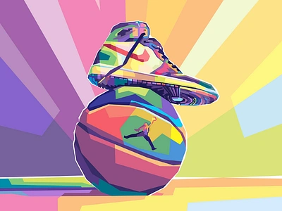 Jordan shoes and basketball airjordan ball basketball colorful fashion fulcolor graphicdesign hype hypebeast hypebeastshoes illustration jordan nike popart running shoes sneaker sport vector vectorart