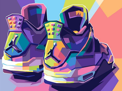 Jordan 4 basketball colorful fullcolor hypebeast illustration nike popart running shoes sneaker sport vector vectorart wpap