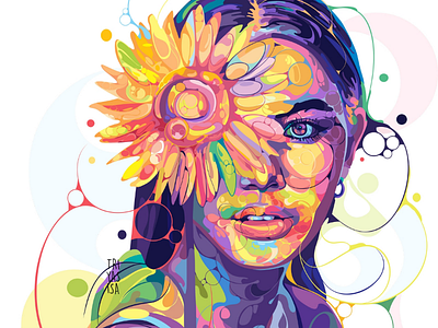 Davikah 🌻 beautiful colorful design digitalart fullcolor graphicdesign illustration illustrator liquid popart portrait sunflowers unique vector vectorart women