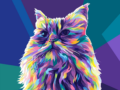 Meong animal animals cat colorful cute fullcolor graphicdesign illustration illustrator kitten pet pop art portrait vector vectorart wpap