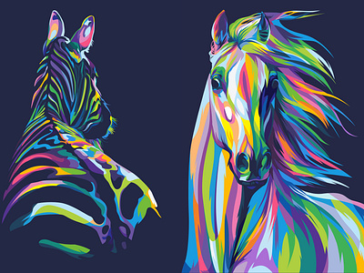 Zebra and horse animal animals colorful graphic design horse illustration portrait unique vector vectorart zebra