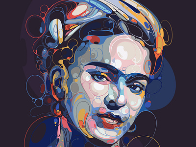 Frida kahlo branding bubble colorful commisions curve design frida kahlo graphicdesign illustration inspiring portrait poster unique vector vectorart