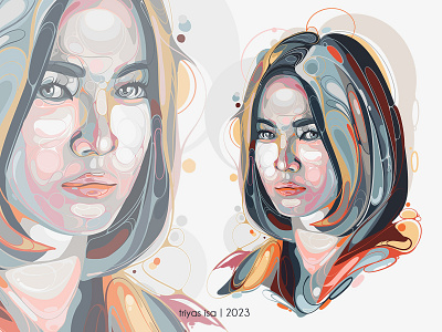 Song Hye Kyo bubble colorful curve design digitalart freehand illustration illustrator kdrama portrait portrait illustration procreate unique style