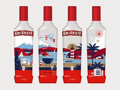 Smirnoff america boat bottle grill lighthouse packaging usa vodka