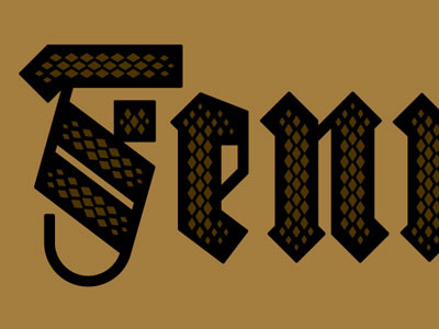 Snakeskin blackletter gold snake