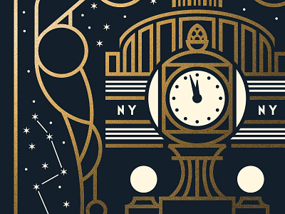 NY NY city clock new night stars york