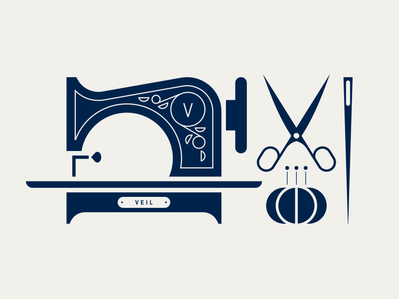 Veil pt. II fabric thread pin needle scissors machine sew sewing