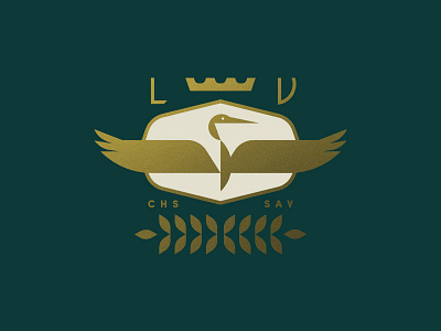 Lowcountry Valet badge bird car charleston crest crown heron leaves shield