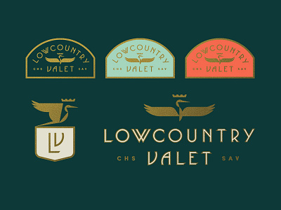 Lowcountry Valet pt. II badge bird car charleston crest crown heron shield