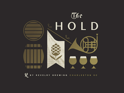 The Hold barrel beer brewery charleston flag glass hops horn