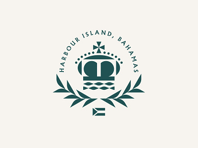 Harbour Island, Bahamas crest cross crown flag ocean sea water