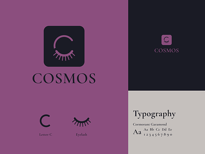 COSMOS • Cosmetics • Logo Design beauty brand branding combination concept cosmetics cosmos design logo make up minimal typography ui web website