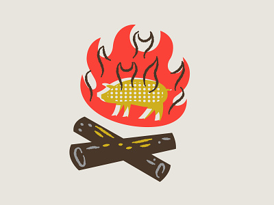 illustration VI boonedogs branding fire hotdog pig