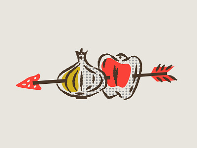 illustration IX arrow boonedogs branding hotdogs onion pepper