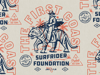 illustration cowboy first coast illustration surfrider foundation tiger